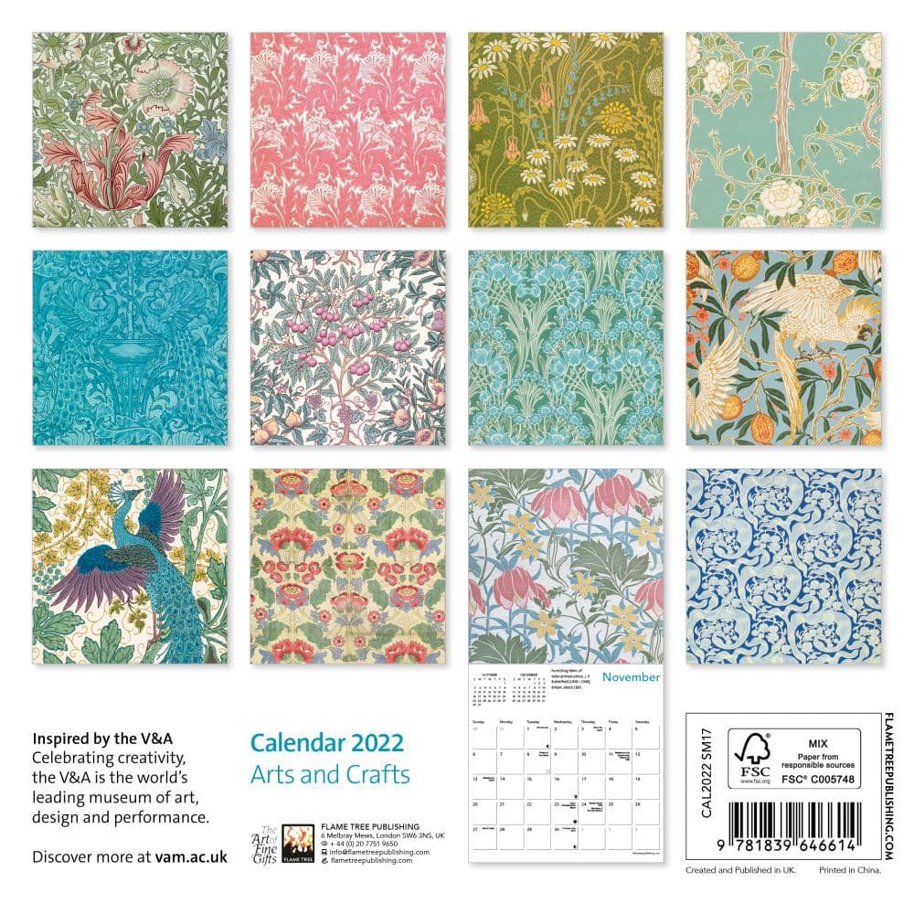 V A Arts And Crafts Design 22 Mini Wall Calendar Calendars Com