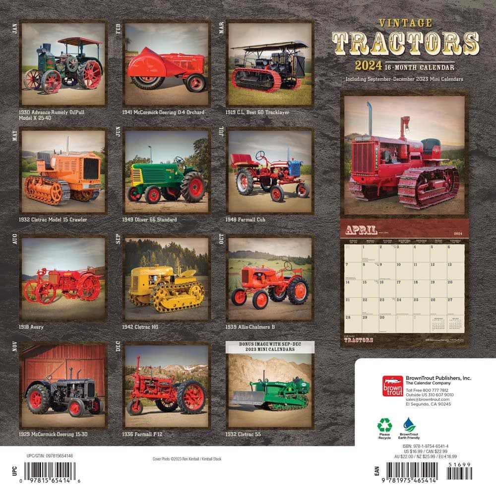 Tractors Vintage 2024 Wall Calendar Alternate Image 1