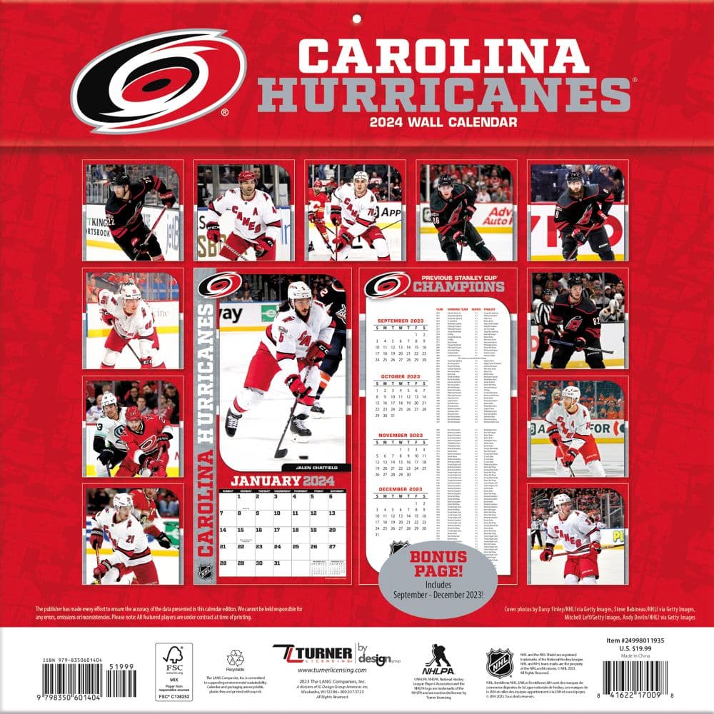 Carolina Hurricanes 2024 Wall Calendar