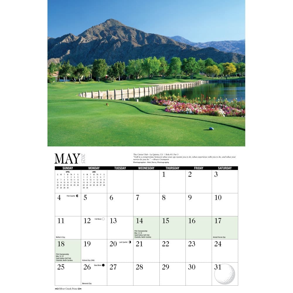 Golf 2025 Wall Calendar Alt2