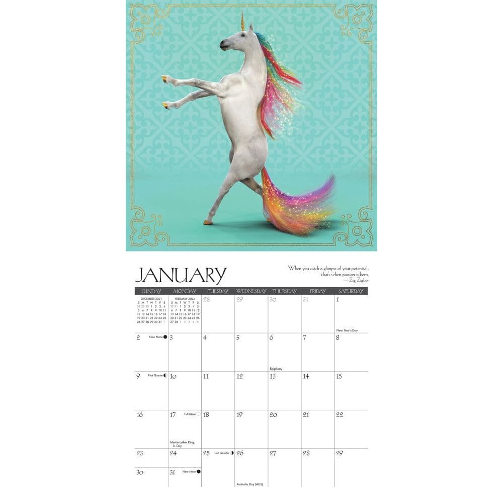 Unicorn Yoga 2022 Mini Wall Calendar