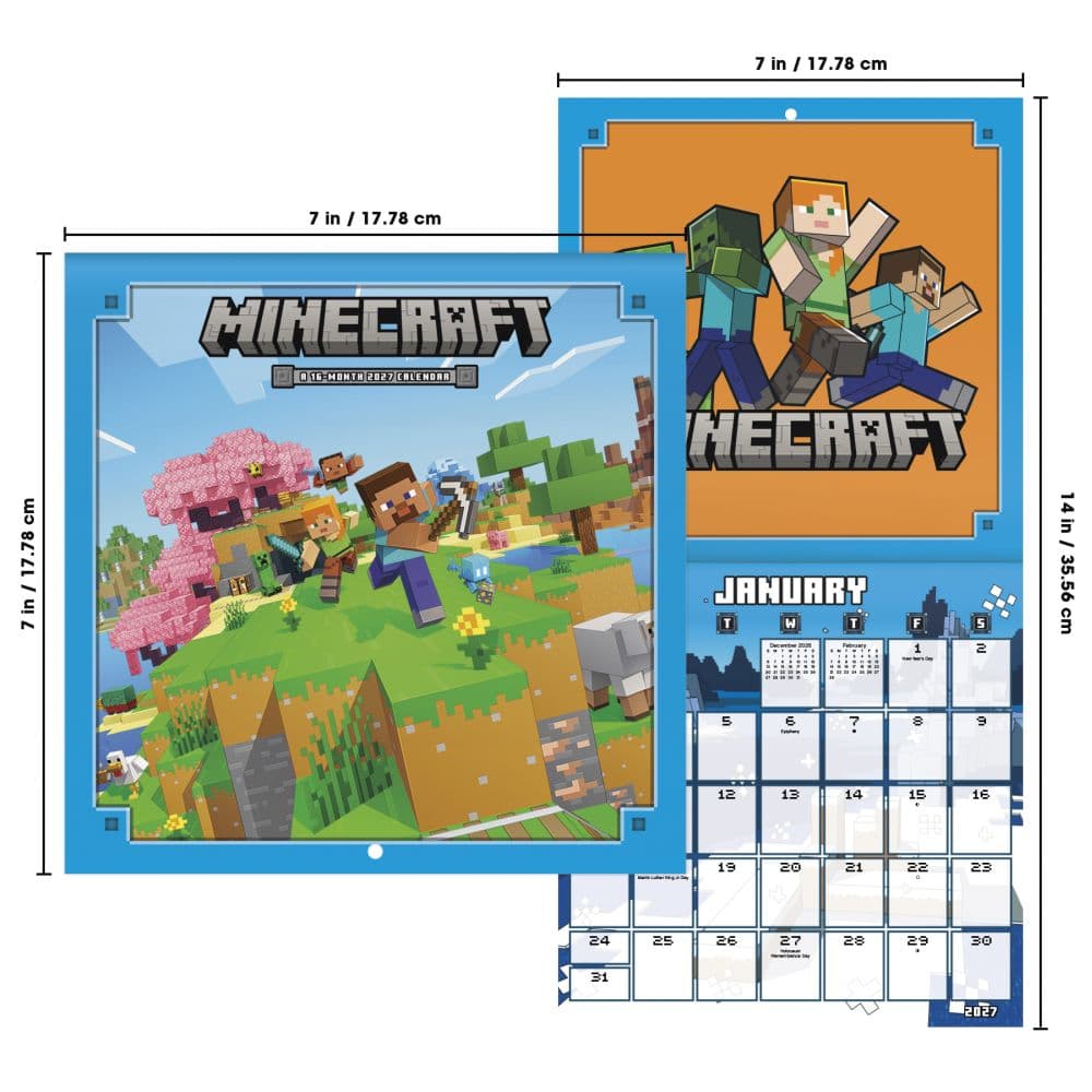 Minecraft 2027 Mini Wall Calendar Sixth Alternate Image