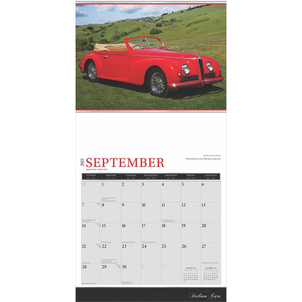 Classic Italian Cars Motor Club 2025 Wall Calendar Third Alternate Image