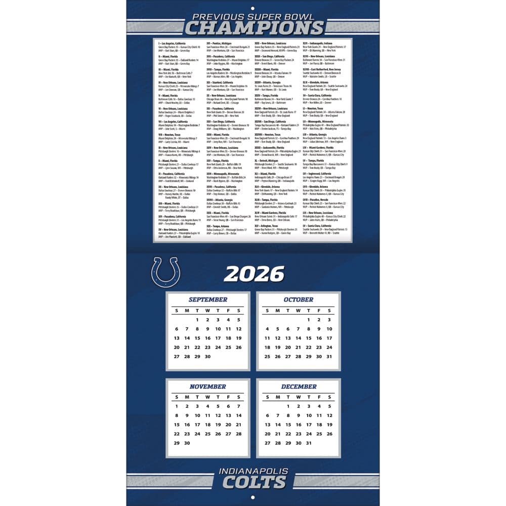 NFL Indianapolis Colts 2027 Wall Calendar Second Alternate Image