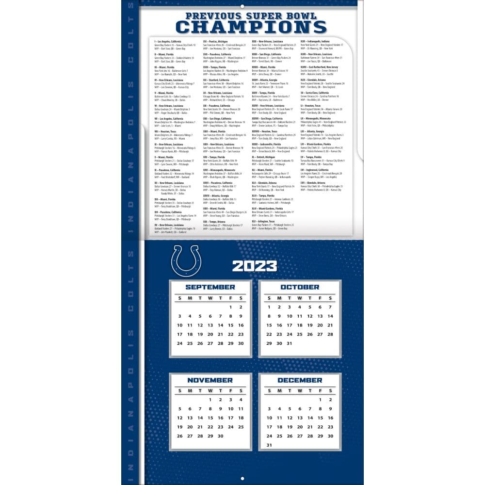 Indianapolis Colts 2025 Wall Calendar