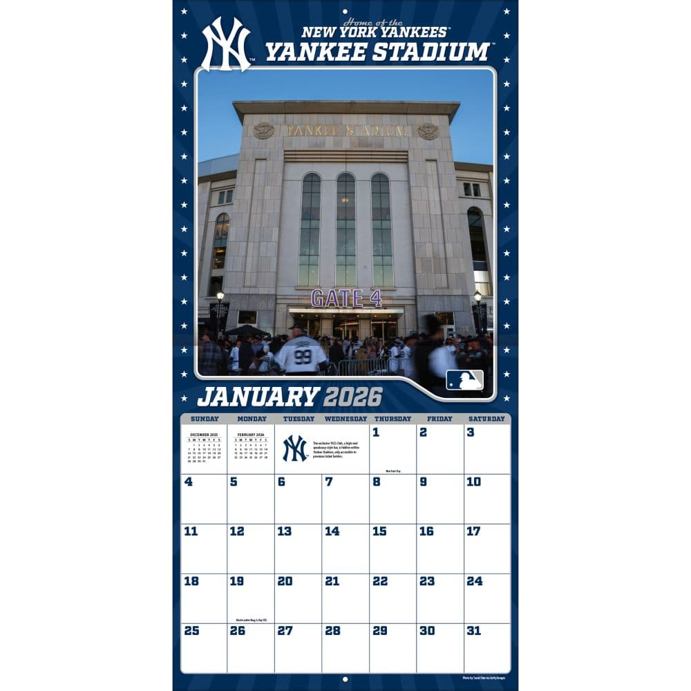 MLB Yankee Stadium 2026 Wall Calendar Third Alternate Image
