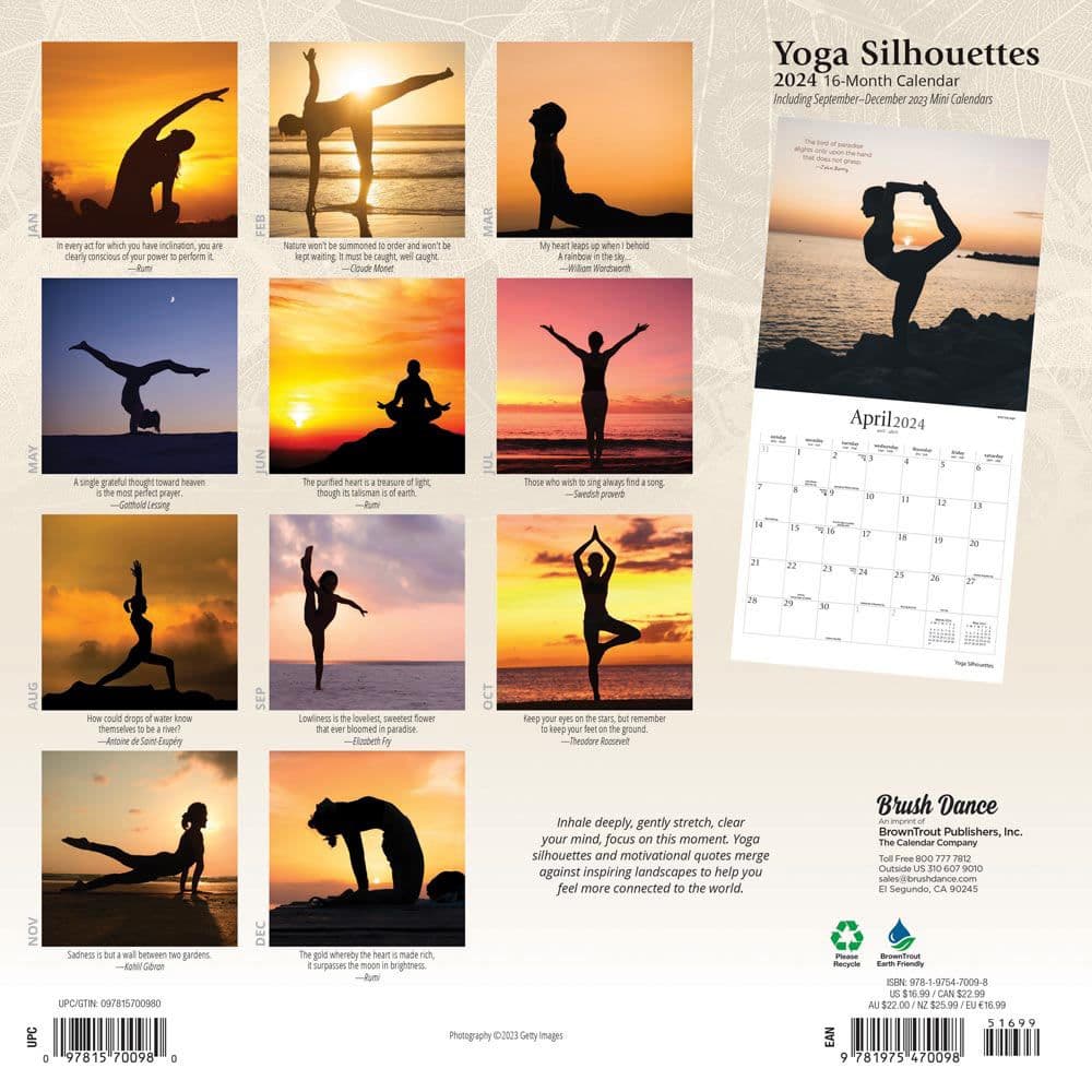 Yoga Silhouettes Brush Dance 2024 Wall Calendar First Alternate Image width=&quot;1000&quot; height=&quot;1000&quot;