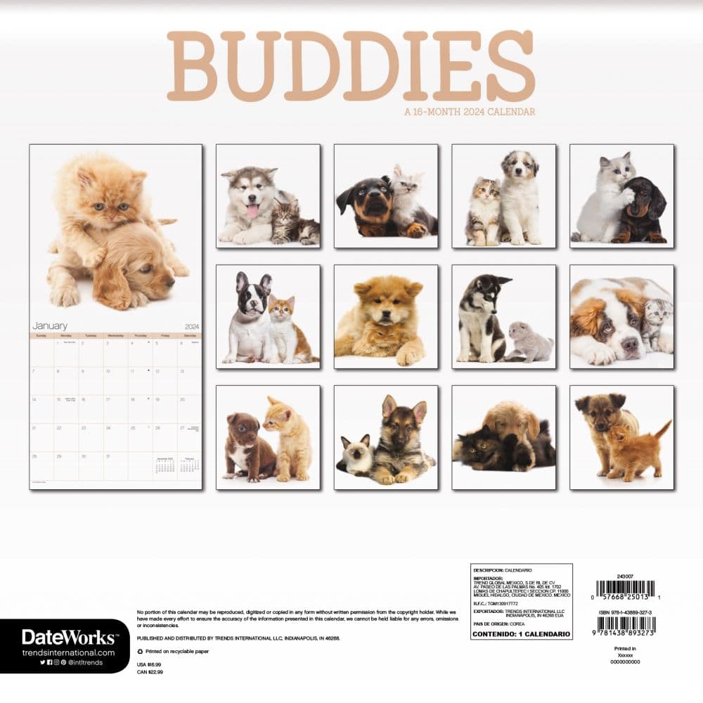 Buddies 2024 Wall Calendar
