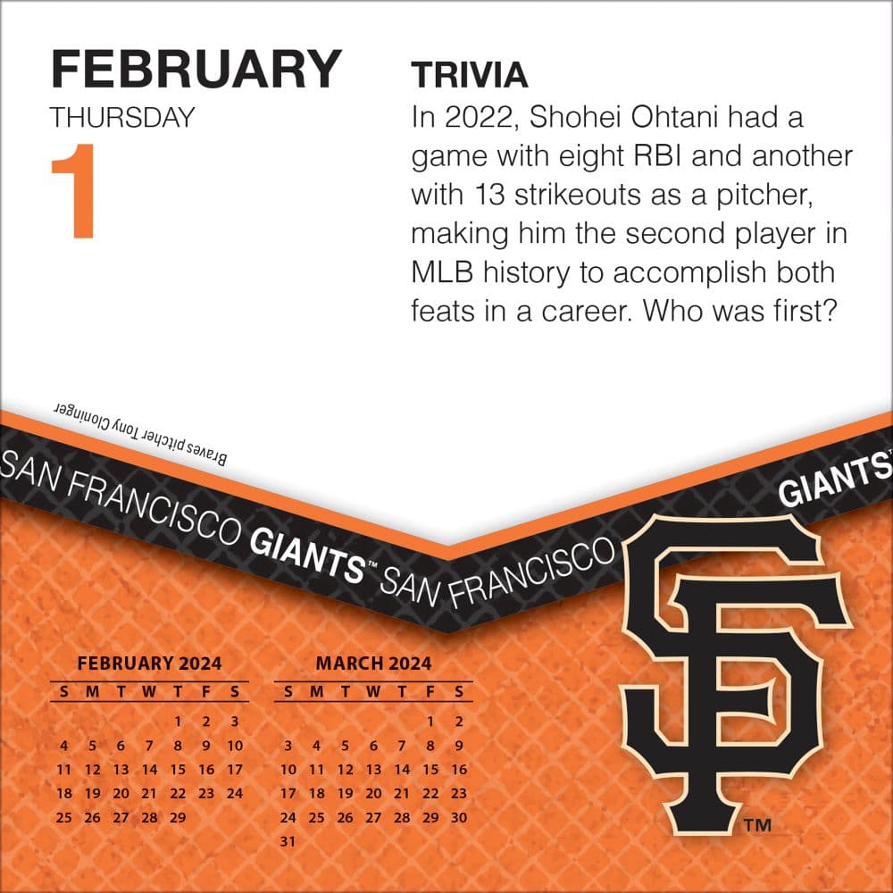 San Francisco Giants 2025 Desk Calendar