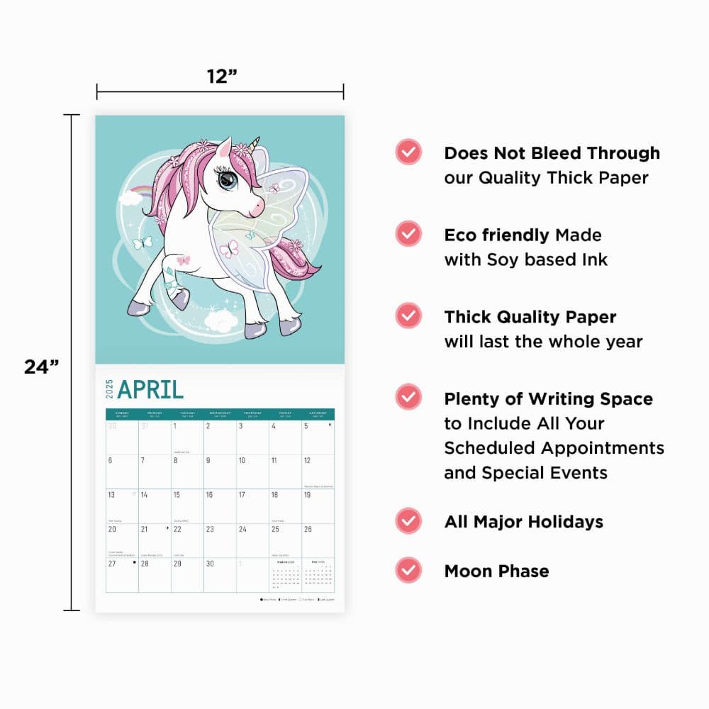 Unicorns 2025 Wall Calendar