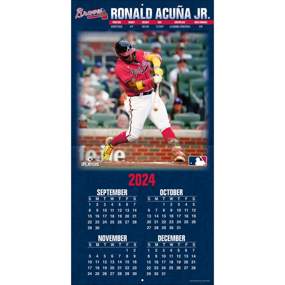 MLB Ronald Acuna Jr 2025 Wall Calendar Second Alternate Image