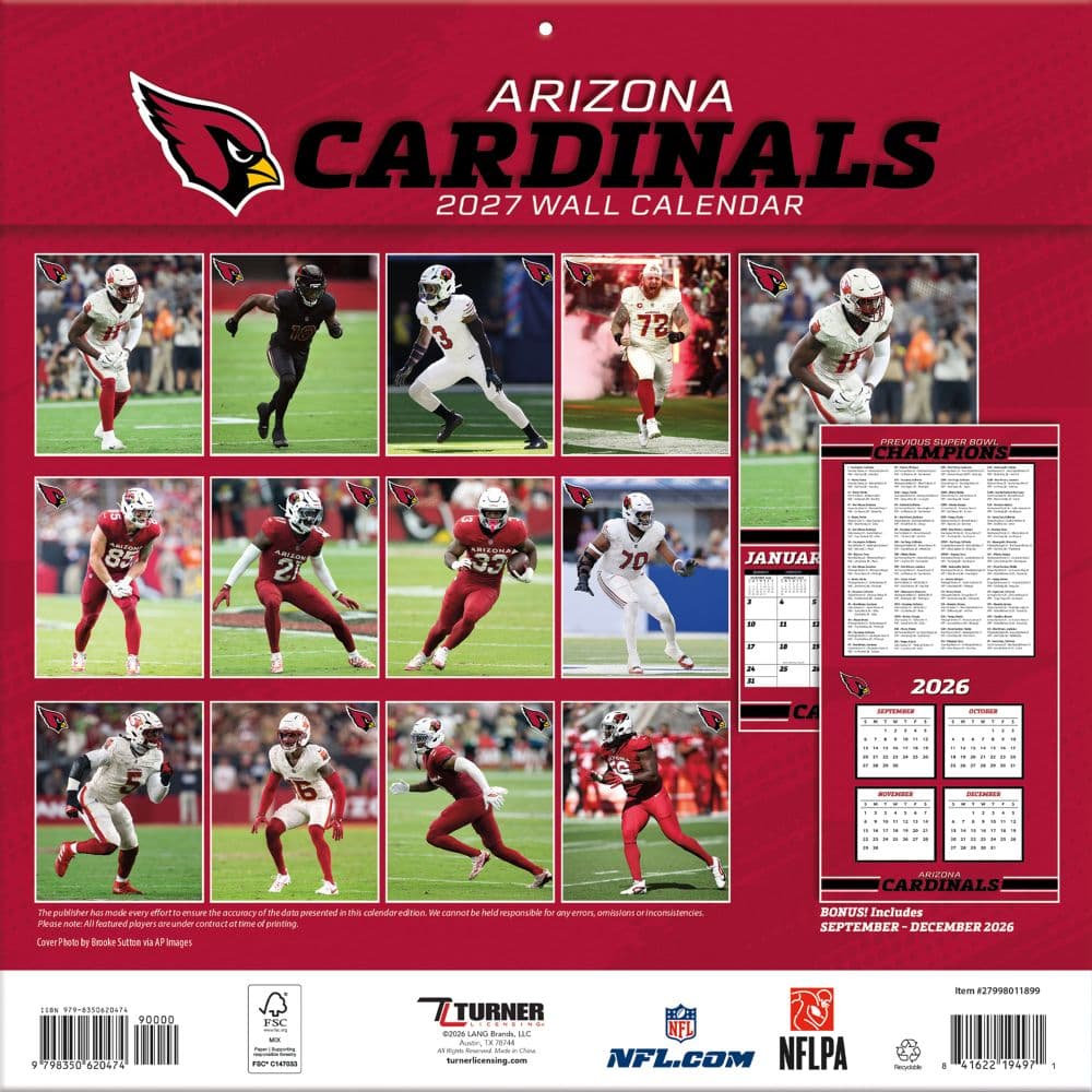 NFL Arizona Cardinals 2027 Wall Calendar First Alternate image