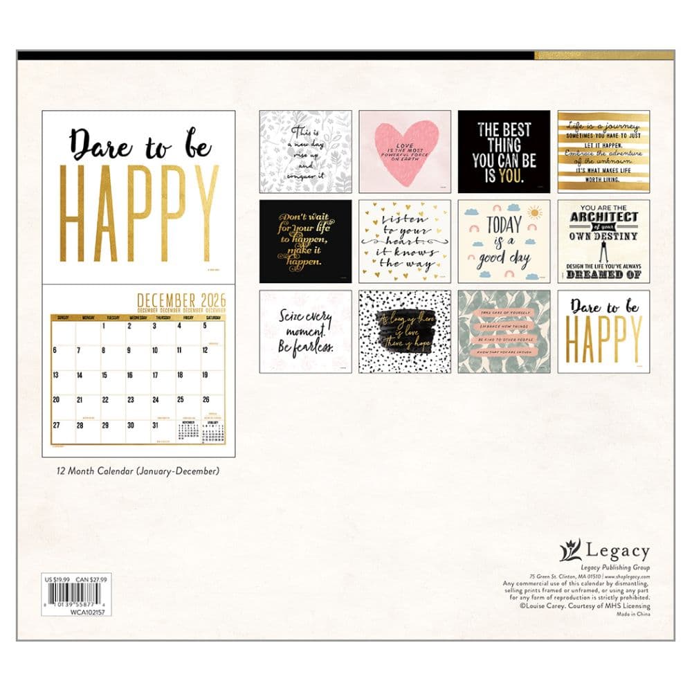Live Laugh Love by Louise Carey 2026 Wall Calendar First Alternate Image