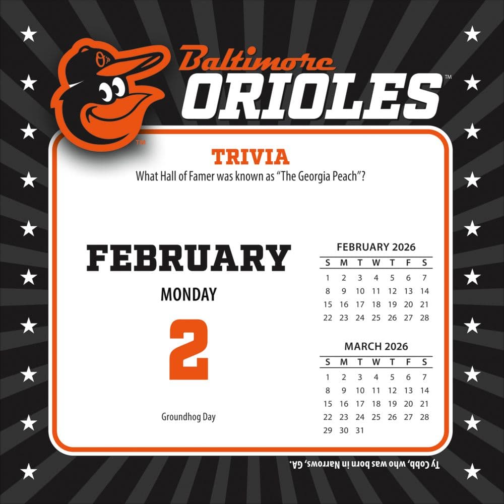 MLB Baltimore Orioles 2026 Desk Calendar Third  Alternate Image
