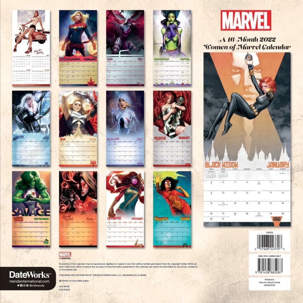 Marvel Women 2022 Wall Calendar