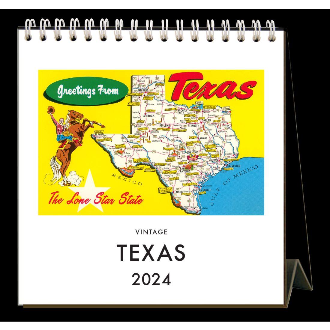 Texas Nostalgic 2024 Easel Desk Calendar