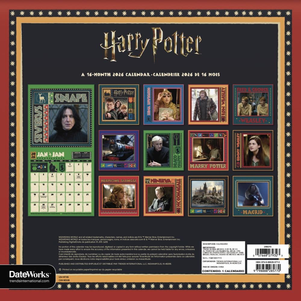 Harry Potter 2026 Wall Calendar First Alternate Image