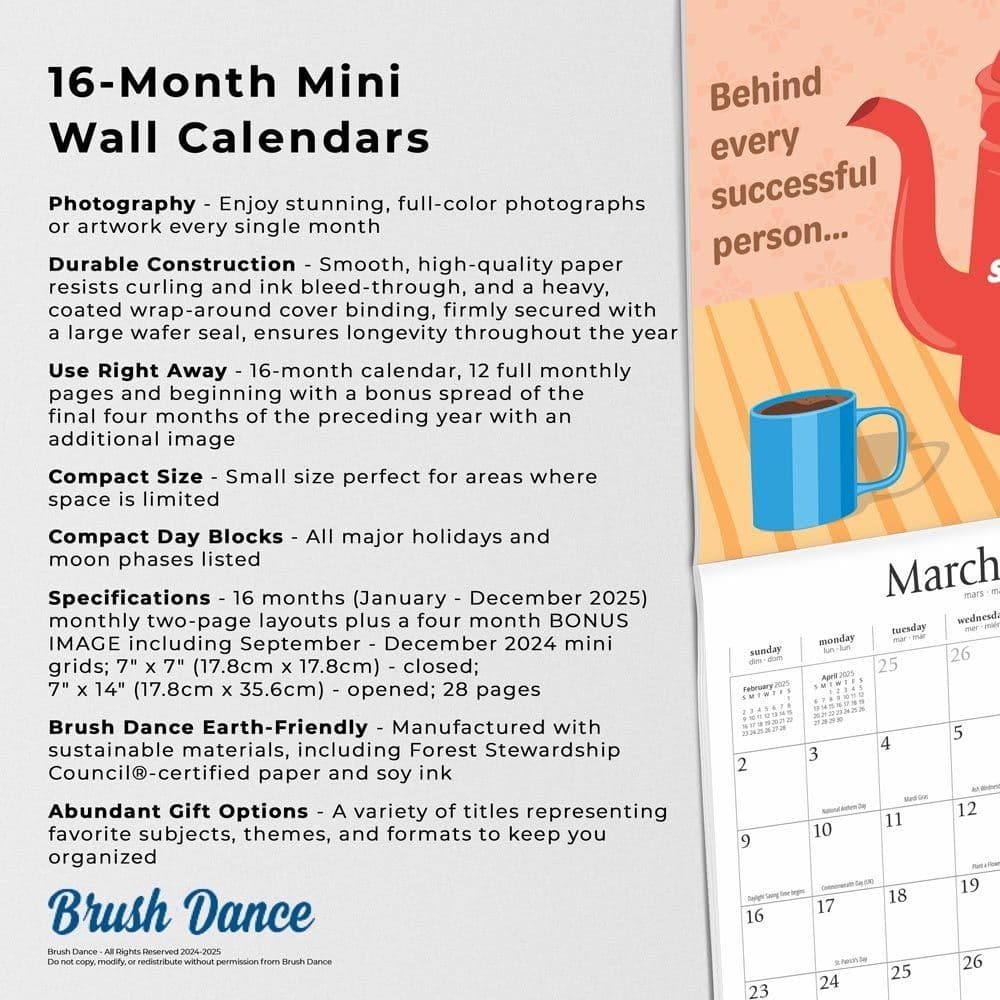 But First Coffee 2025 Mini Wall Calendar Fifth Alternate image