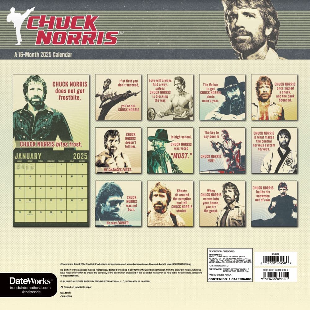 Chuck Norris 2025 Wall Calendar Alt1