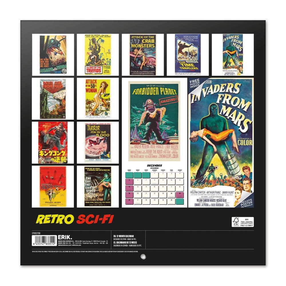 Retro Sci Fi Film Posters 2027 Wall Calendar First Alternate Image