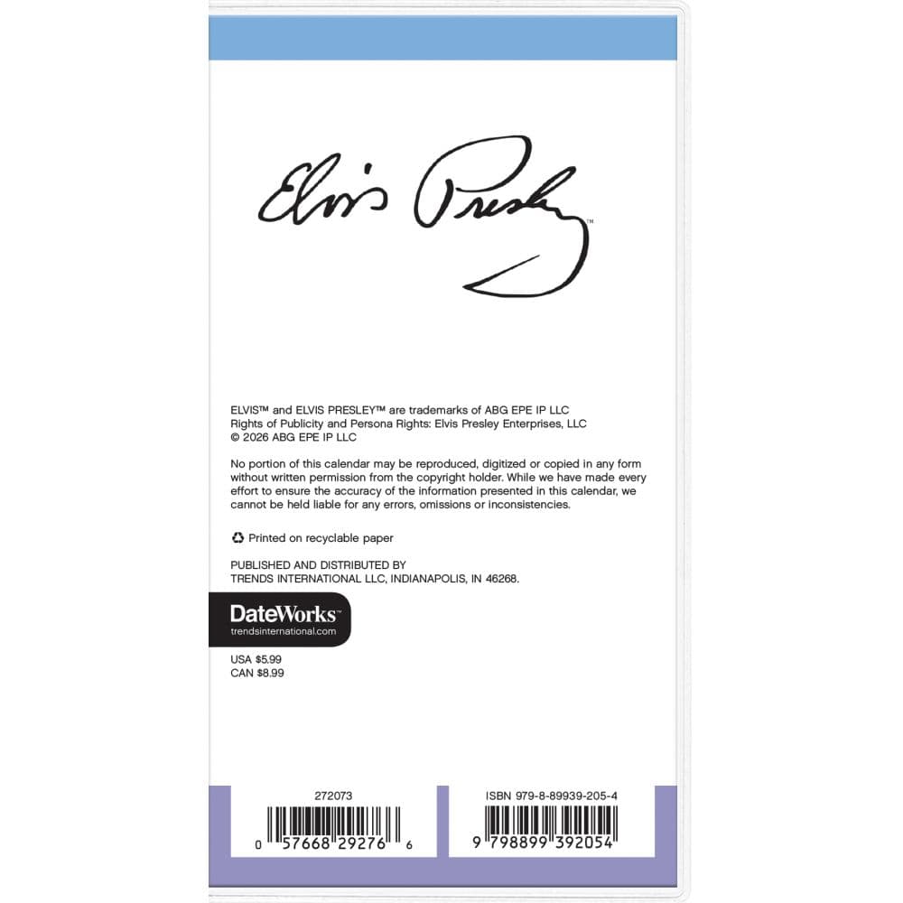 Elvis Presley 2027 2 Year Pocket Planner Fourth Alternate Image