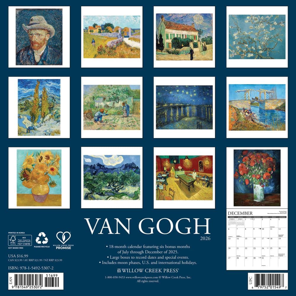 Van Gogh 2026 Wall Calendar First Alternate Image
