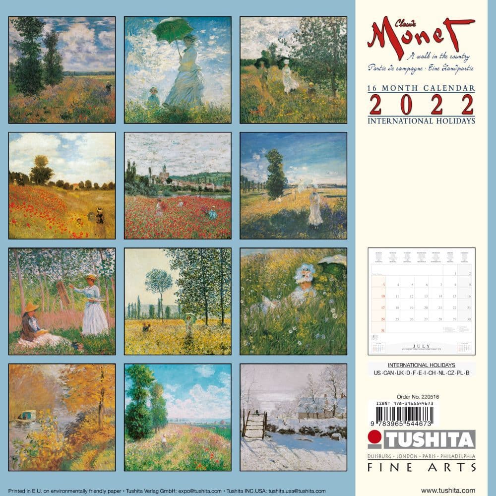 Monet Promenade Tushita 2022 Wall Calendar