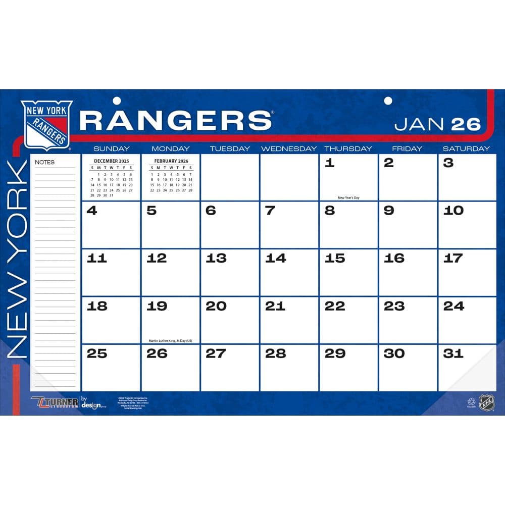 NHL New York Rangers Small 2026 Desk Pad Fourth Alternate Image