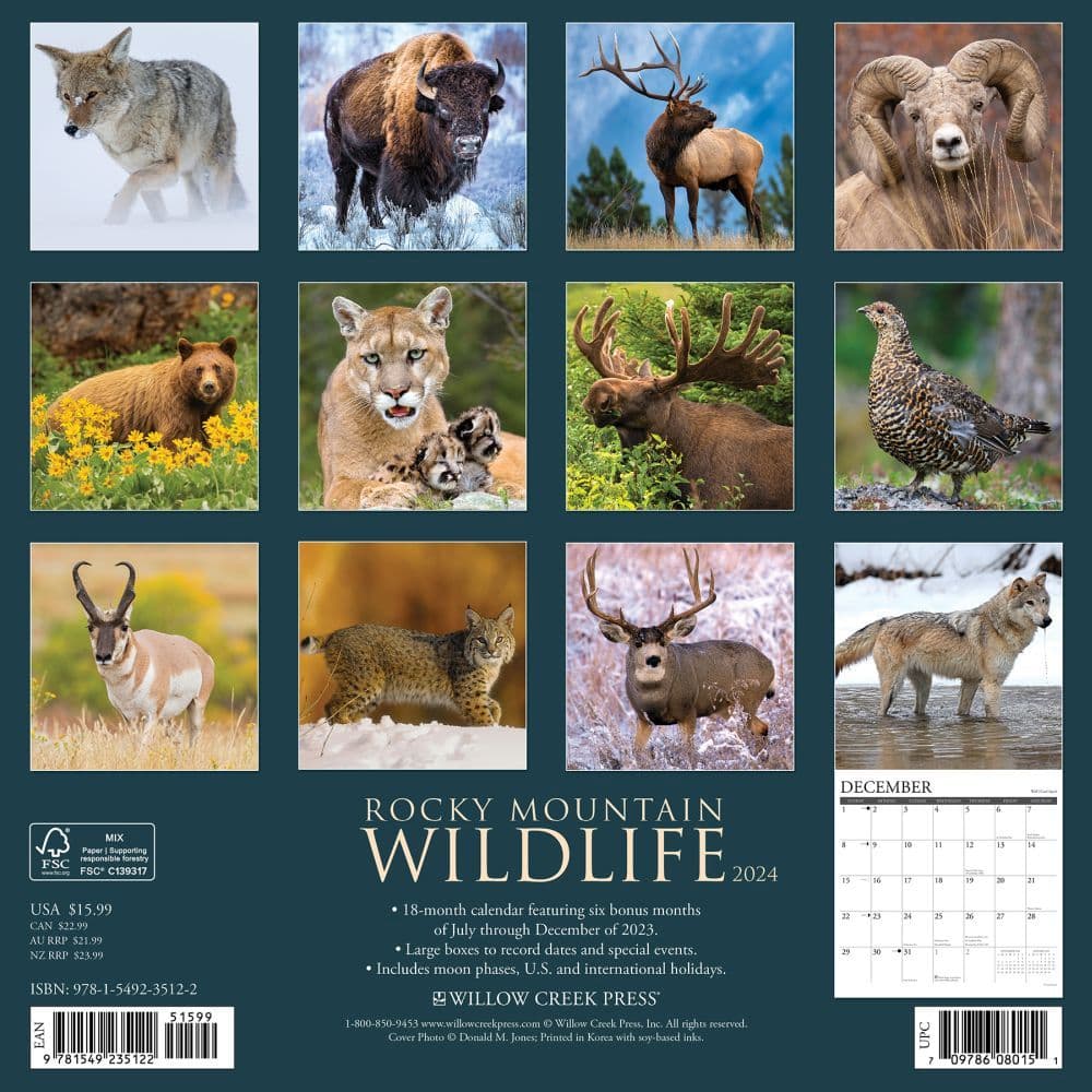 Rocky Mountain Wildlife 2024 Wall Calendar