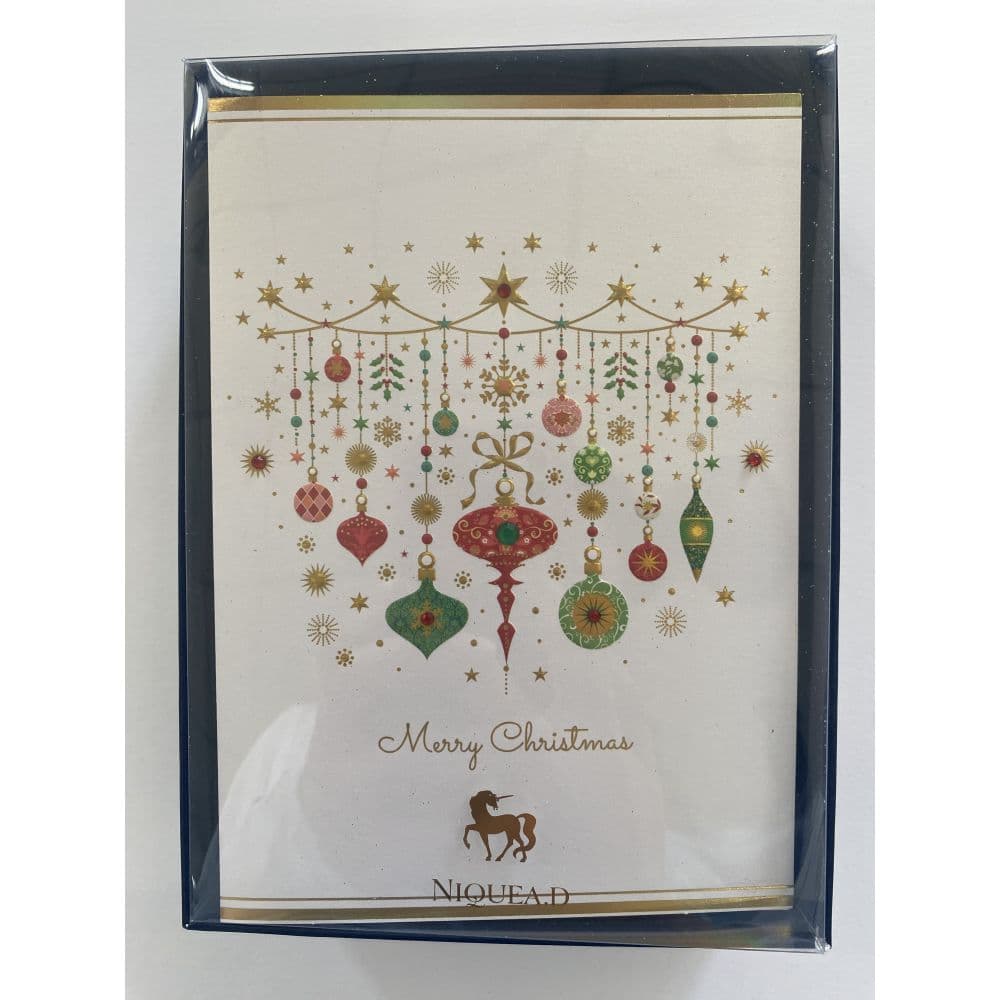 Ornate Ornaments on Pearl Christmas Card Main Image