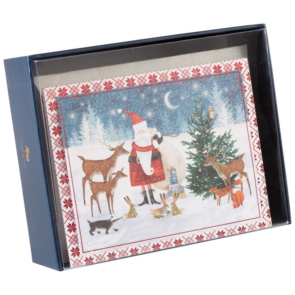 Santa and Woodland Animals 10 Count Boxed Christmas Cards Fifth Alternate Image width="1000" height="1000"