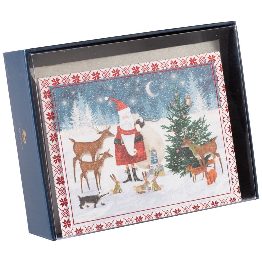 Santa and Woodland Animals 10 Count Boxed Christmas Cards Fifth Alternate Image width=&quot;1000&quot; height=&quot;1000&quot;