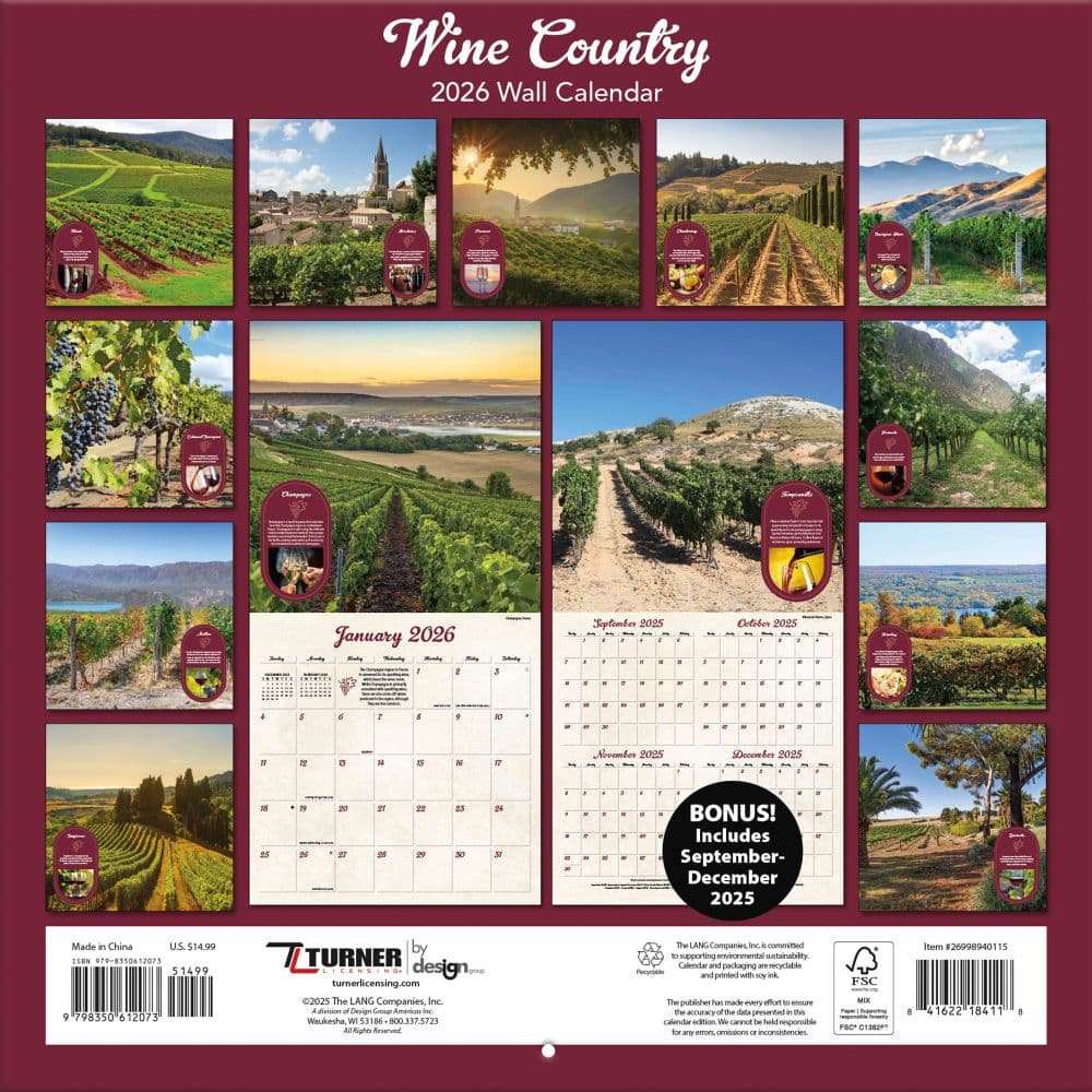 Wine Country Photo 2026 Wall Calendar First Alternate Image