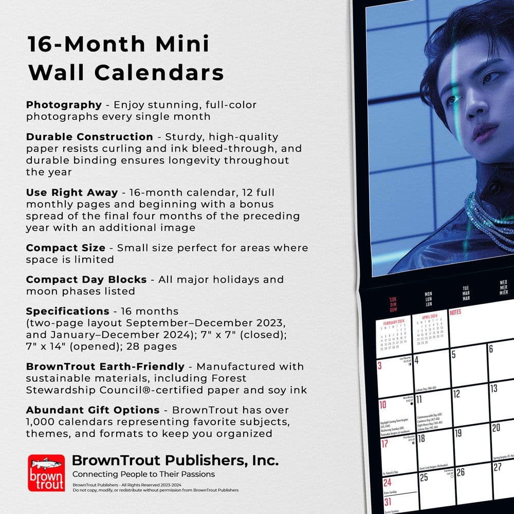 BTS 2024 Mini Wall Calendar Alt4