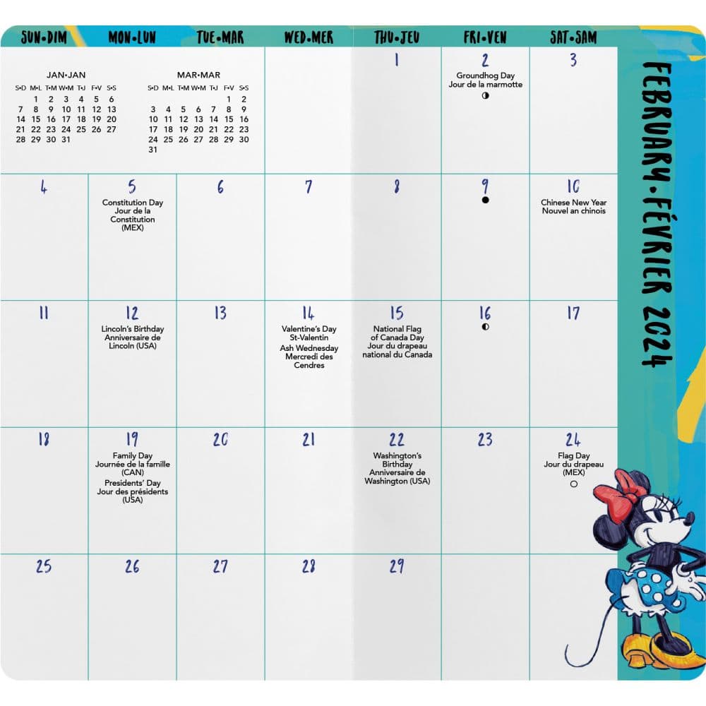 Minnie Mouse Eng/French 2024 Pocket Planner Alternate Image 3