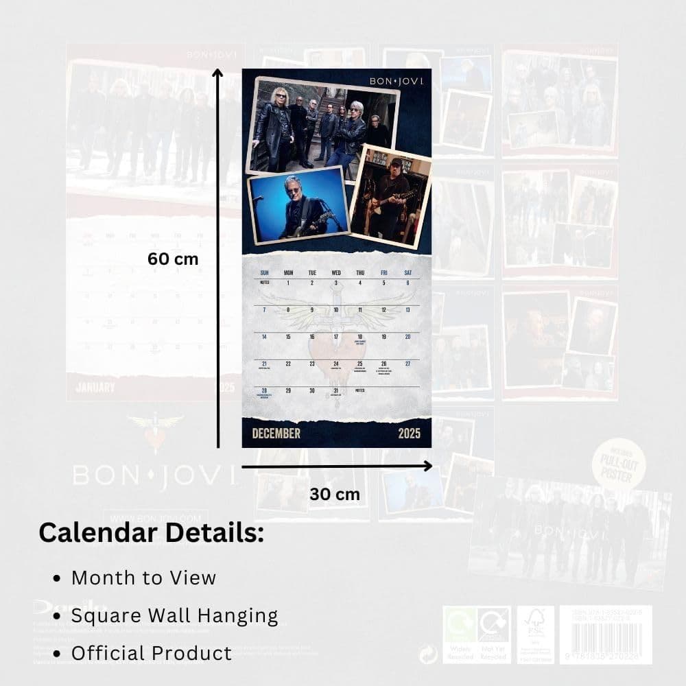 Bon Jovi 2025 Wall Calendar Fifth Alternate Image