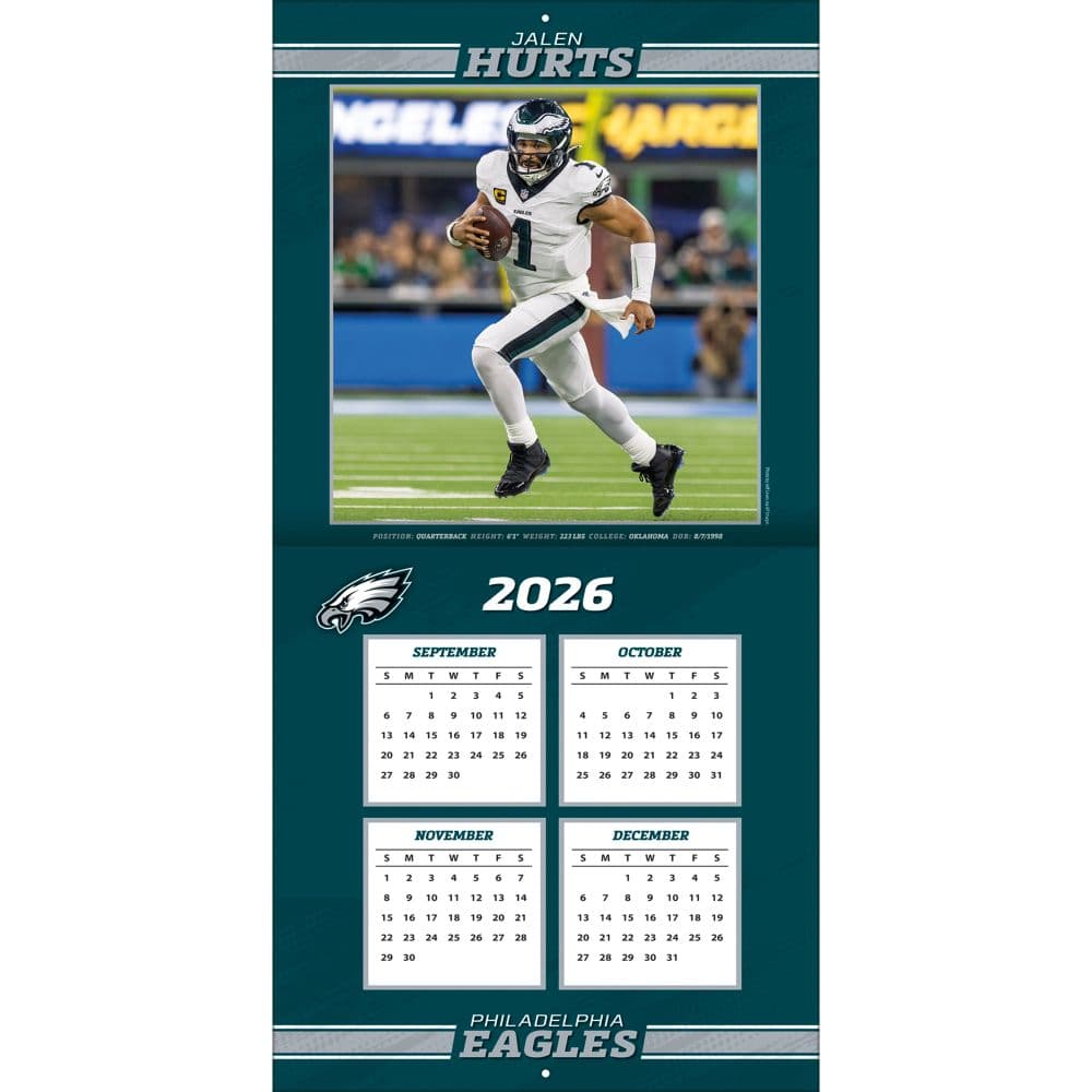 NFL Philadelphia Eagles Jalen Hurts 2027 Wall Calendar Second Alternate Image