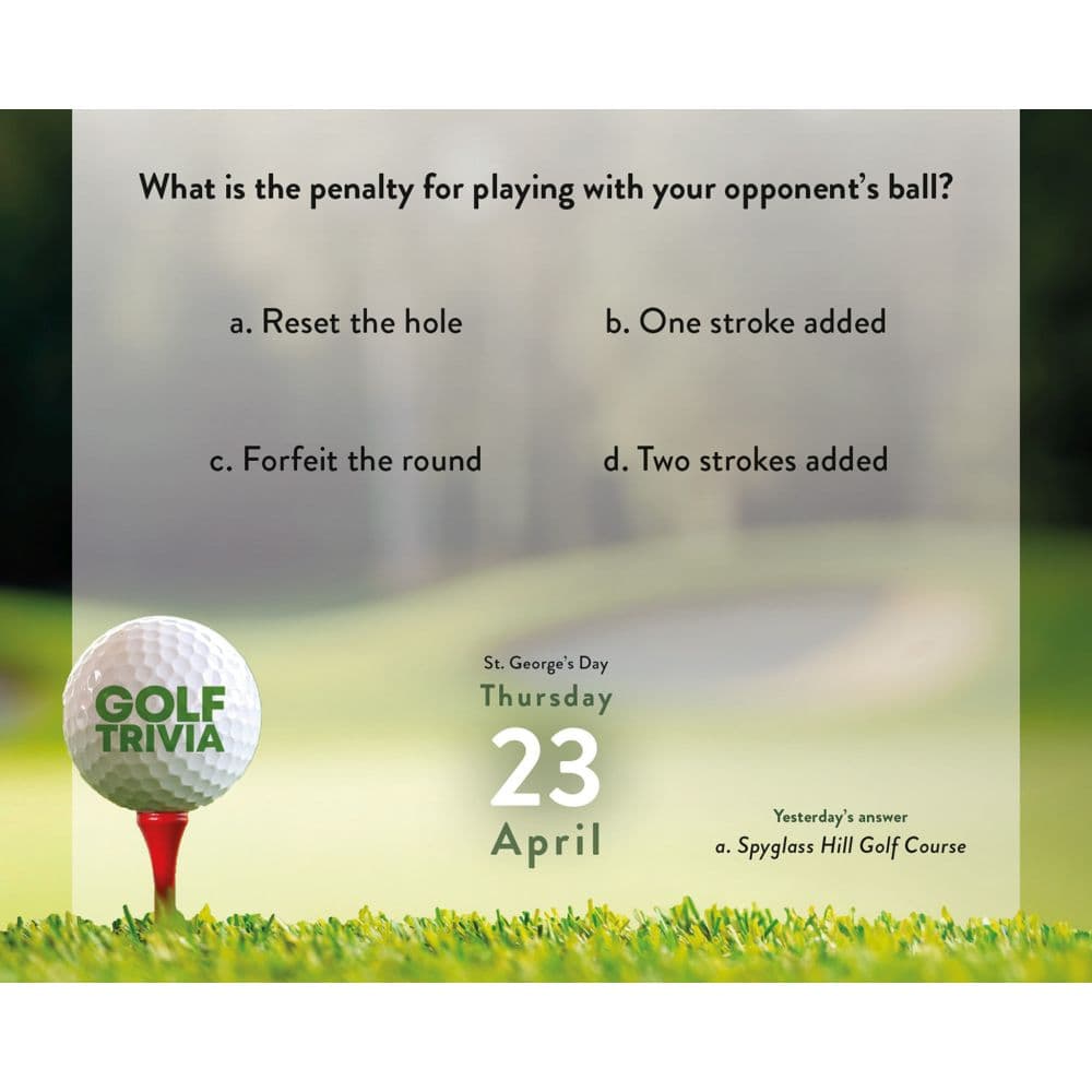 Golf Trivia 2026 Desk Calendar Third Alternate Image