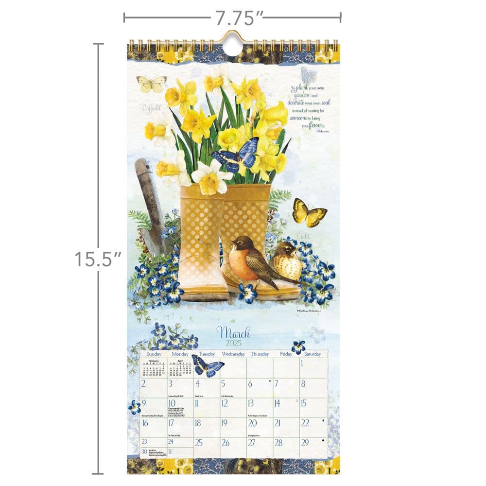 Garden Botanicals 2025 Vertical Wall Calendar by Barbara Anderson_ALT5