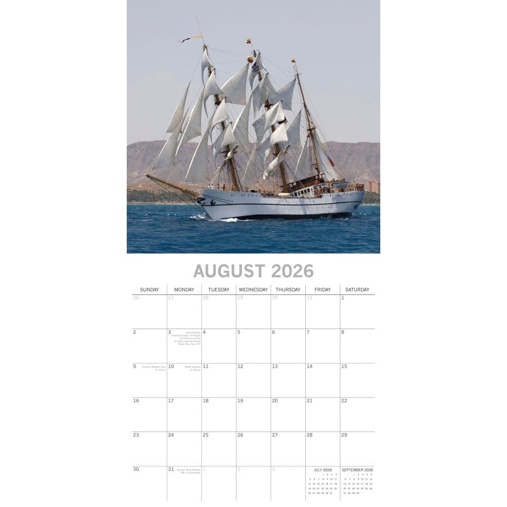 Tall Ships 2026 Wall Calendar, 12'' X 12'', 16-Month Calendar with Stapled Binding