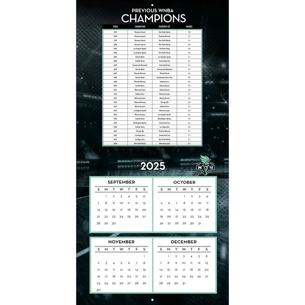 WNBA New York Liberty 2026 Wall Calendar Second Alternate Image