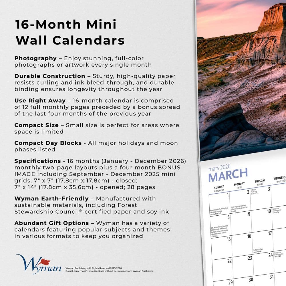 Canadian National Parks 2026 Mini Wall Calendar Fifth Alternate Image