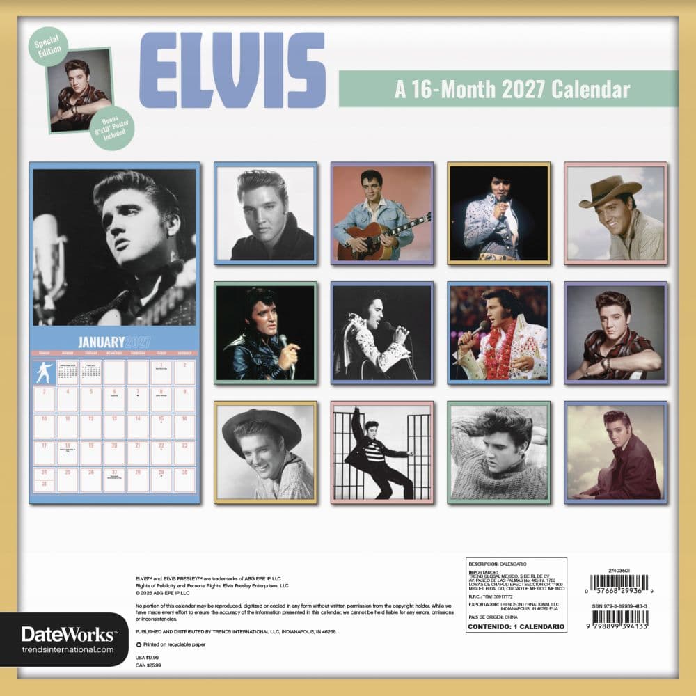Elvis Exclusive with Bonus Print 2027 Wall Calendar First Alternate Image