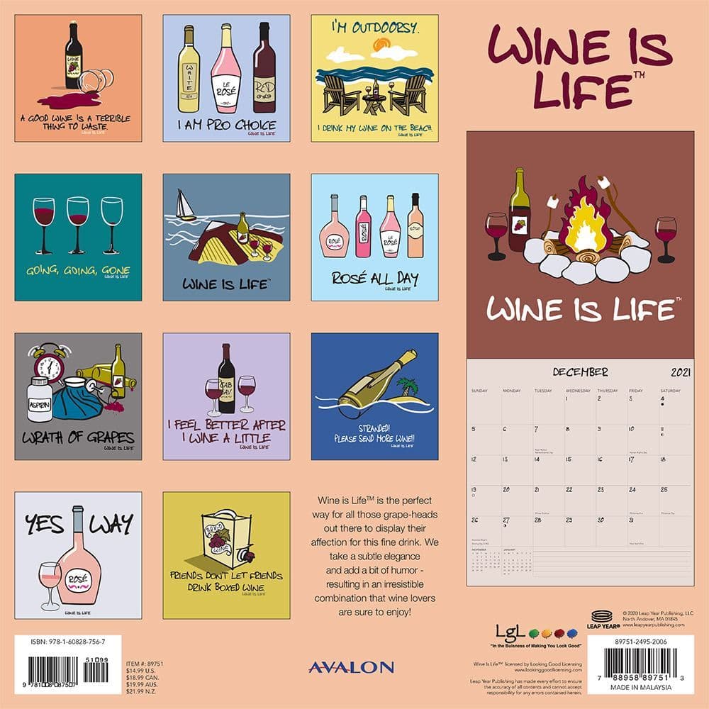 Wine is Life Wall Calendar