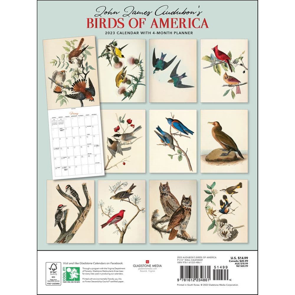 Audubon Sweet Songbirds Mini Wall Calendar 2019 