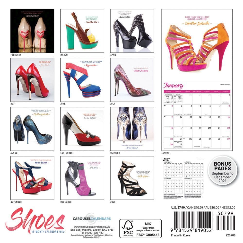 Shoes 2022 Mini Wall Calendar - Calendars.com