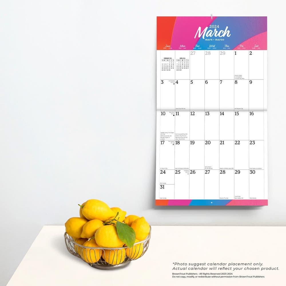 Big and Bright Large Print Deluxe 2024 Wall Calendar