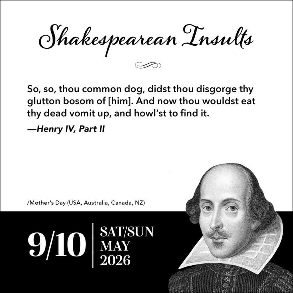 Shakespearean Insults 2026 Desk Calendar Third Alternate Image