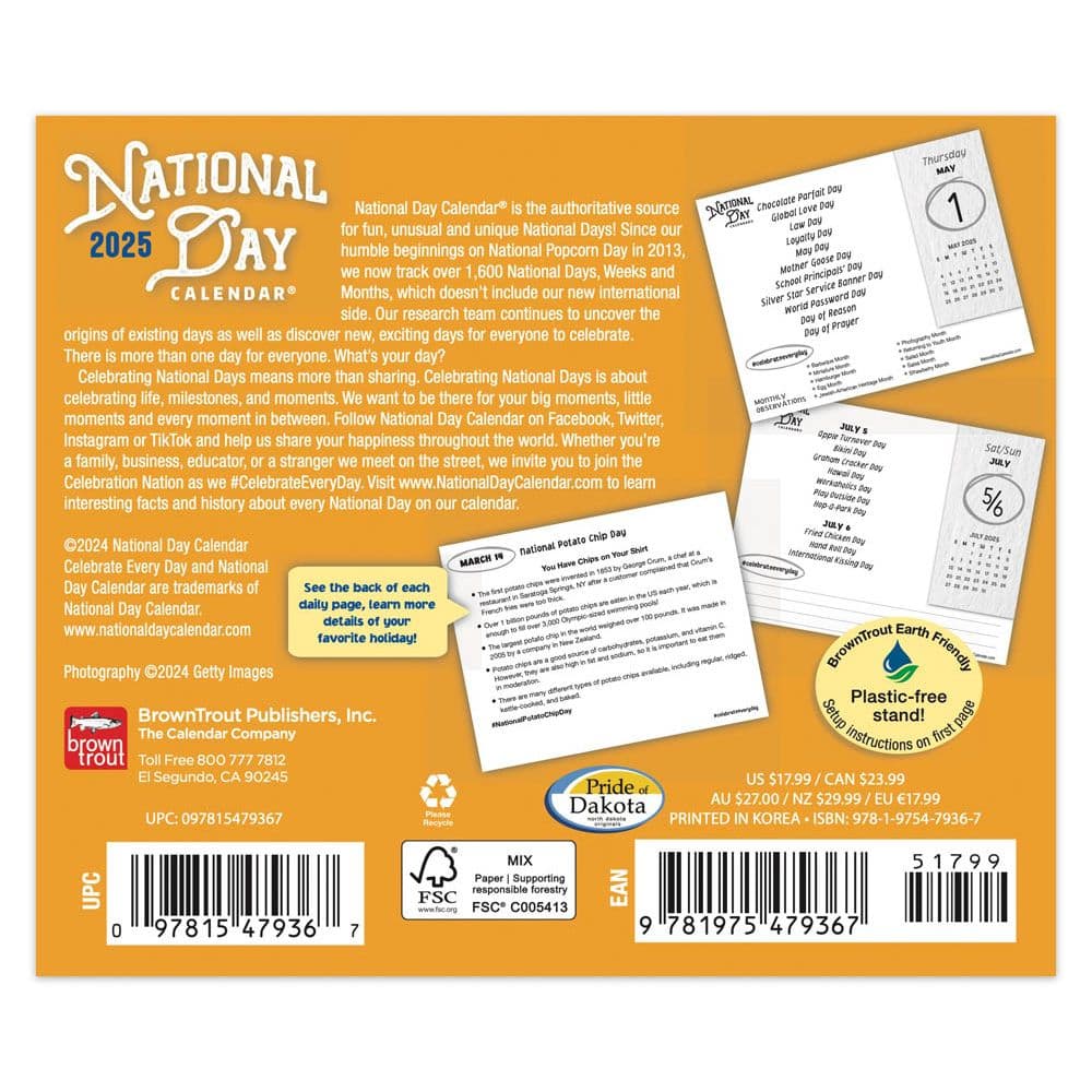 National Day 2025 Desk Calendar Back of Box