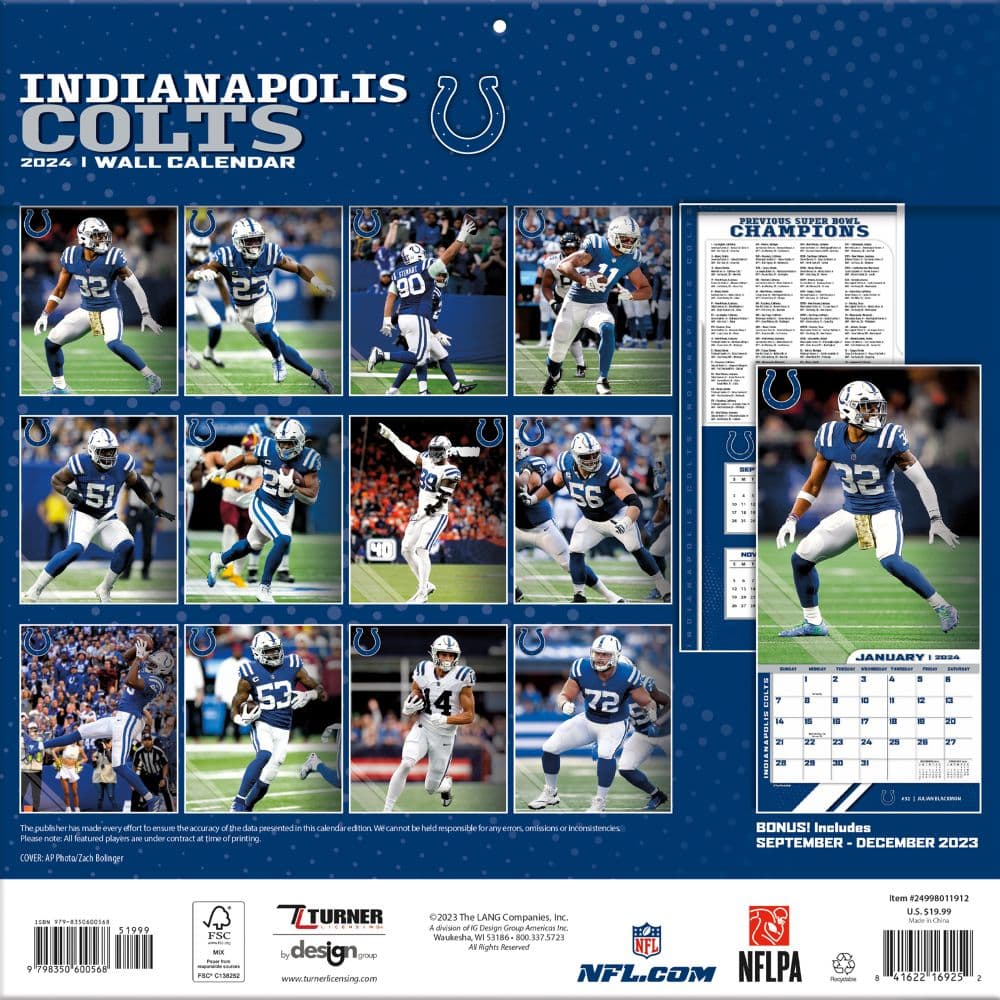 Indianapolis Colts 2024 Wall Calendar First Alternate Image width=&quot;1000&quot; height=&quot;1000&quot;